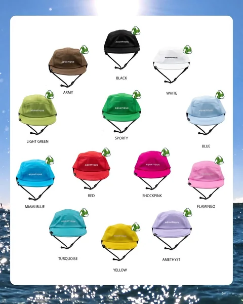AQUATIQUE - Hat หมวกดำน้ำ หมวกสำหรับกีฬาทางน้ำ พร้อมสายรัดคางกันหลุด Bucket Hat, Cap, Surf, Diving Hat image 5