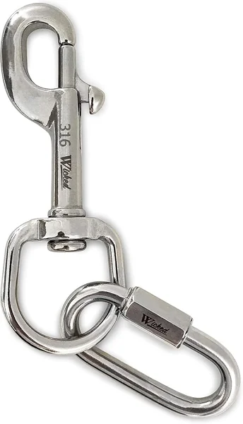 WICKED - Single Snap Hook (SS316) - 107mm with M6 Quick link (ตะขอเกี่ยว สำหรับอุปกรณ์ดำน้ำ ไม่เป็นสนิม) image 1 WICKED - Single Snap Hook (SS316) - 107mm with M6 Quick link (ตะขอเกี่ยว สำหรับอุปกรณ์ดำน้ำ ไม่เป็นสนิม) image 1