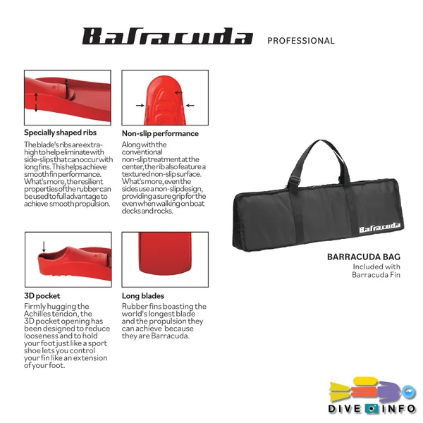 GULL - Fin BARRACUDA Fin (Professional) with Fin Bag ฟินดำน้ำ ตีนกบแบบใบยาว พร้อมกระเป๋าใส่ฟิน image 3 GULL - Fin BARRACUDA Fin (Professional) with Fin Bag ฟินดำน้ำ ตีนกบแบบใบยาว พร้อมกระเป๋าใส่ฟิน image 3